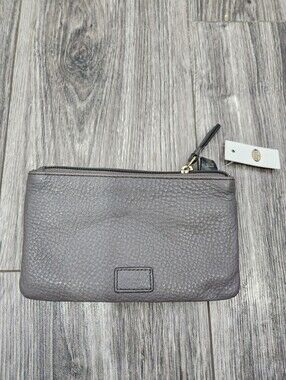 NWT Fossil Karli Clutch Lead Gray Wallet Cow Hide Leather